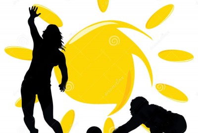 Volleyball in the sun and sand